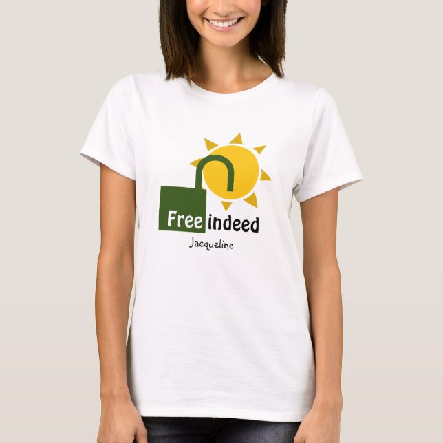 Personalized SON SETS FREE INDEED Christian T-Shirt (Front)