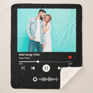 Personalized Song Code Scannable Music Couple Sherpa Blanket