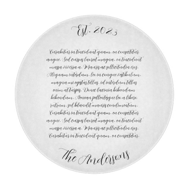 Personalized Song Lyrics Glass Charcuterie Board (Front)