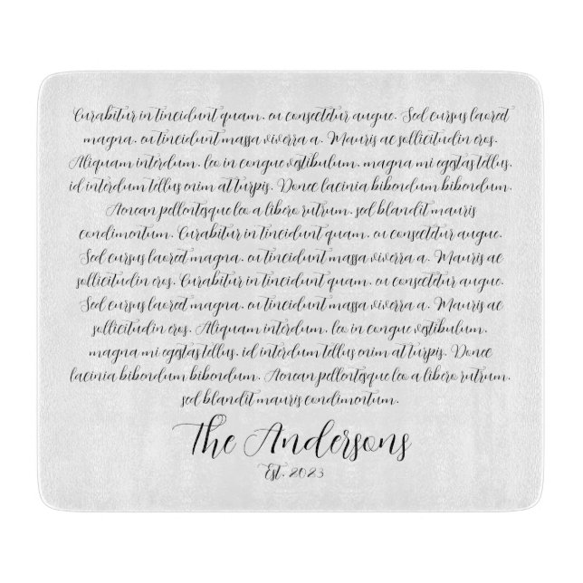 Personalized Song Lyrics Glass Charcuterie Board (Front)