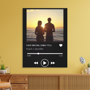 Personalized Song Name Playlist Couple Photo gift Canvas Print