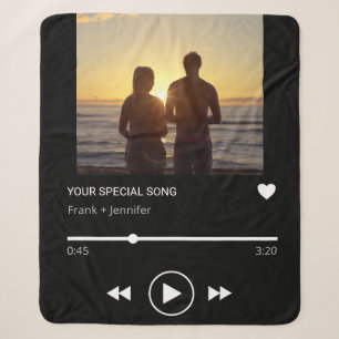 Personalized Song Name Playlist Couple Photo gift Sherpa Blanket