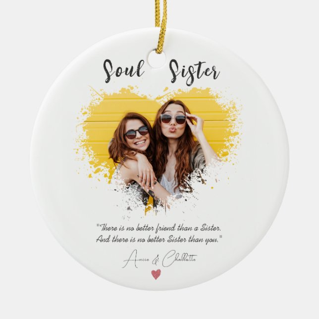 Personalized Soul Sister Definition WaterColor Ceramic Ornament (Front)