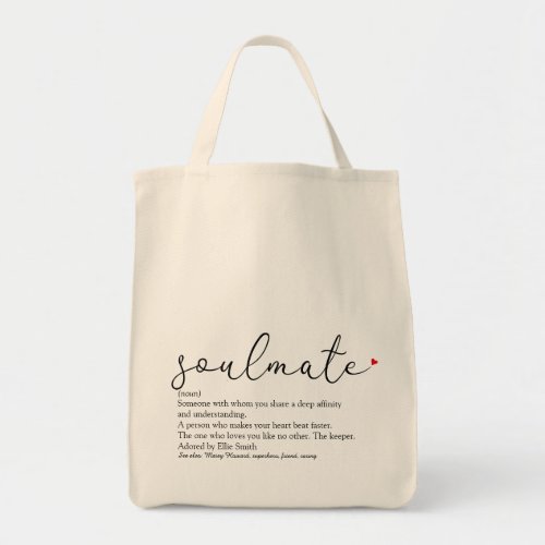 Personalized Soulmate Definition Red Love Heart Tote Bag