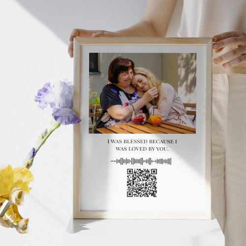 Personalized Soundwave Art Qr Code Family Image  Poster