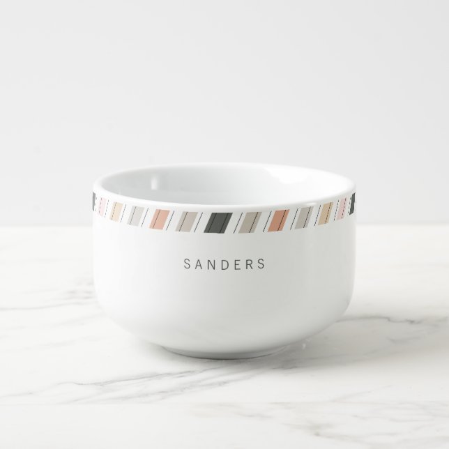 Personalized Soup Bowl or Mug With Stripes (Front)