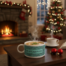 Personalized Soup Bowl with Cozy Knit Pattern