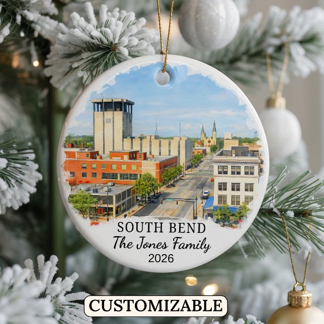 Personalized South Bend Ornament, Custom Indiana Ceramic Ornament (Creator Uploaded)