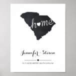 Personalized South Carolina State Map Chalkboard Poster<br><div class="desc">Modern and elegant design printed Personalized South Carolina State Chalkboard Name and Date Poster that can be customized with your text. Please click the "Customize it" button and use our design tool to modify this template. Check out the Graphic Art Design store for other products that match this design!</div>