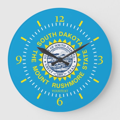 Personalized South Dakota State Flag Design on a Large Clock