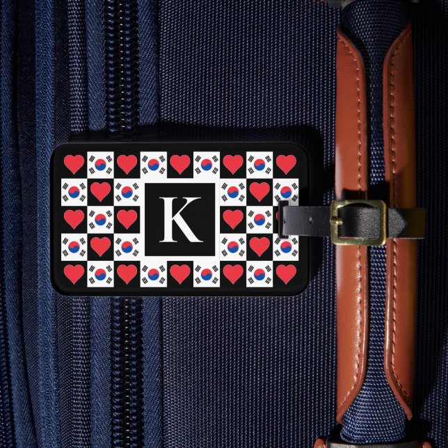 Personalized South Korea Flag Korean Custom Letter Luggage Tag (Front Insitu 4)