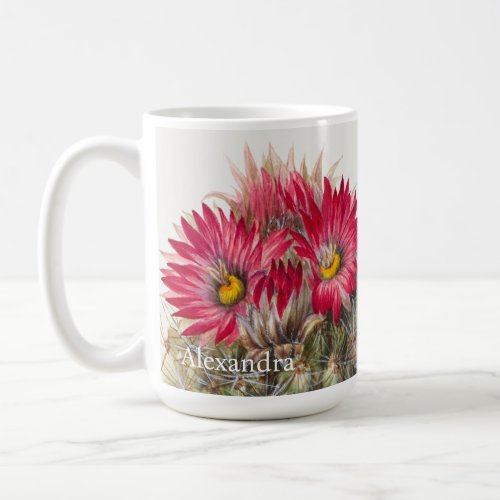 Personalized Southwest  Red Flower Cactus Cacti  Coffee Mug