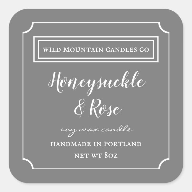 Personalized Soy Candle Grey Label (Front)
