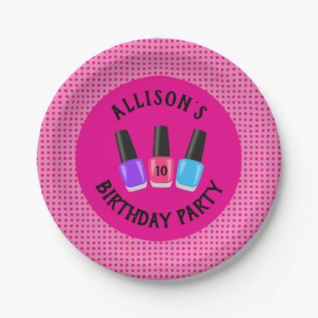 Personalized Spa Birthday Party Plates (Front)