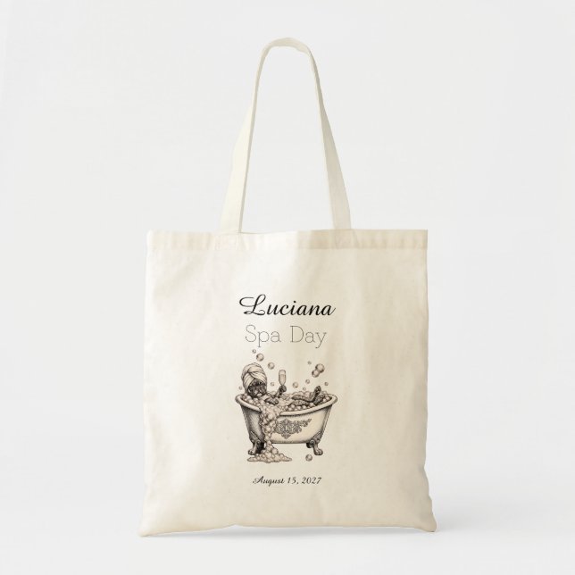Personalized Spa Day Tote Bag - Custom Name (Front)
