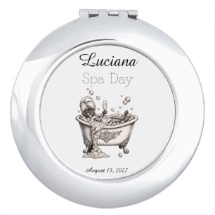 Personalized Spa Day Tote Bag - Custom Name Compact Mirror