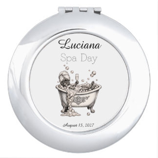 Personalized Spa Day Tote Bag - Custom Name Compact Mirror
