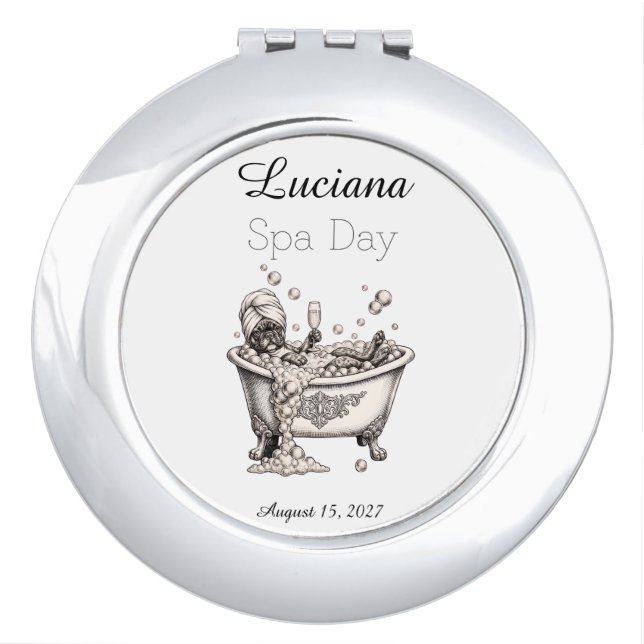 Personalized Spa Day Tote Bag - Custom Name Compact Mirror (Front)