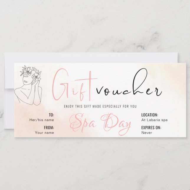 Personalized Spa Day Voucher Gift Certificates Invitation (Front)