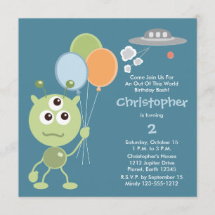 Personalized Space Alien Birthday Invitations