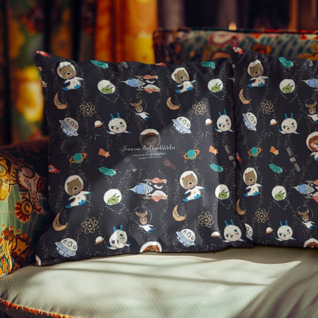 Personalized Space Animals Throw Pillow (Creator Uploaded)