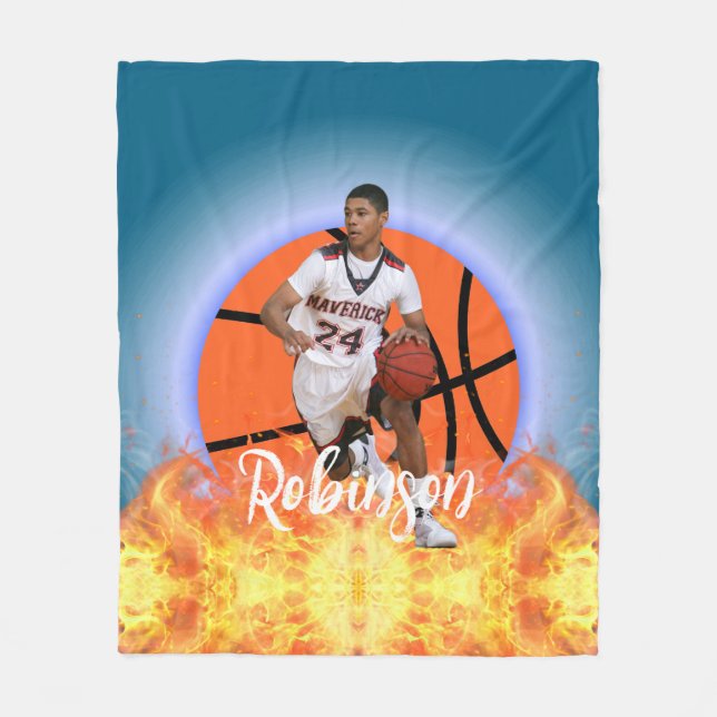 Personalized  Space Basketball Player Photo  Fleece Blanket (Front)