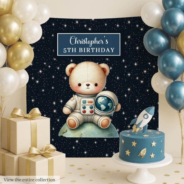 Personalized Space Bear Wall Decor for Boys Tapestry (Personalized Space Bear Wall Decor for Boys)