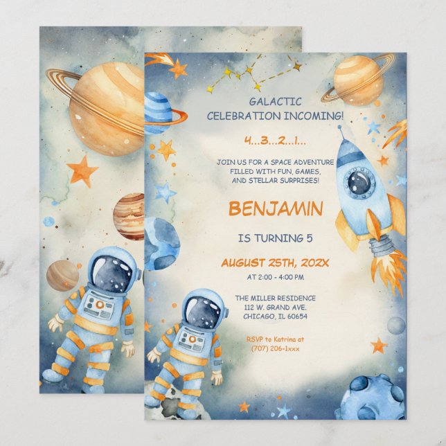 Personalized Space Birthday Template (Front/Back)