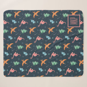 Personalized Space Dinosaur Pattern Modern Sherpa Blanket