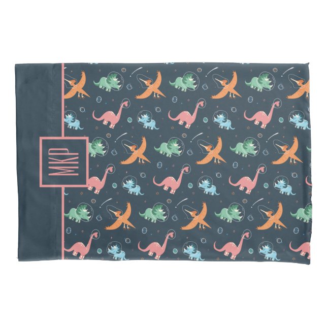 Personalized Space Dinosaur Pattern Pillow Case (Front)