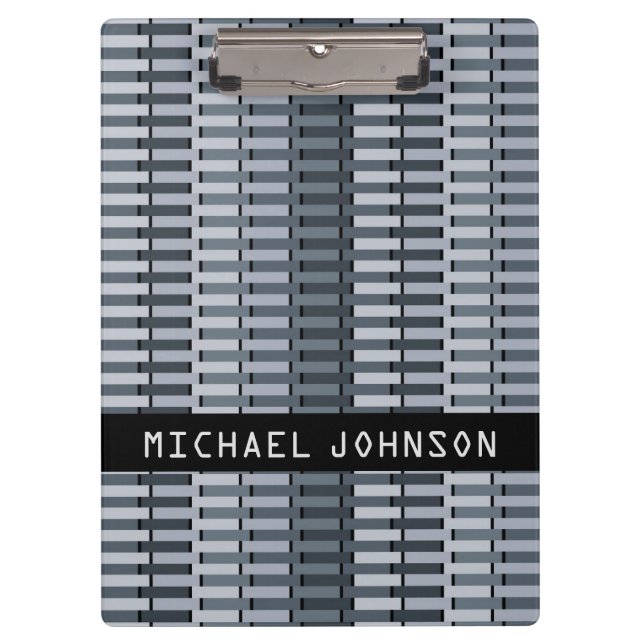 Personalized Space Gray Contemporary Art Pattern Clipboard (Front)