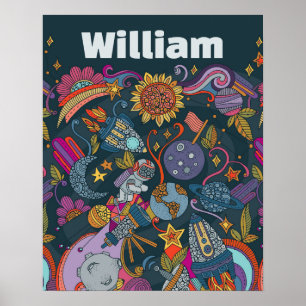 Personalized Space Name Poster for Kids 