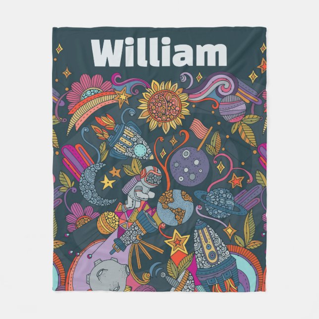 Personalized Space Name Poster for Kids  Fleece Blanket (Front)