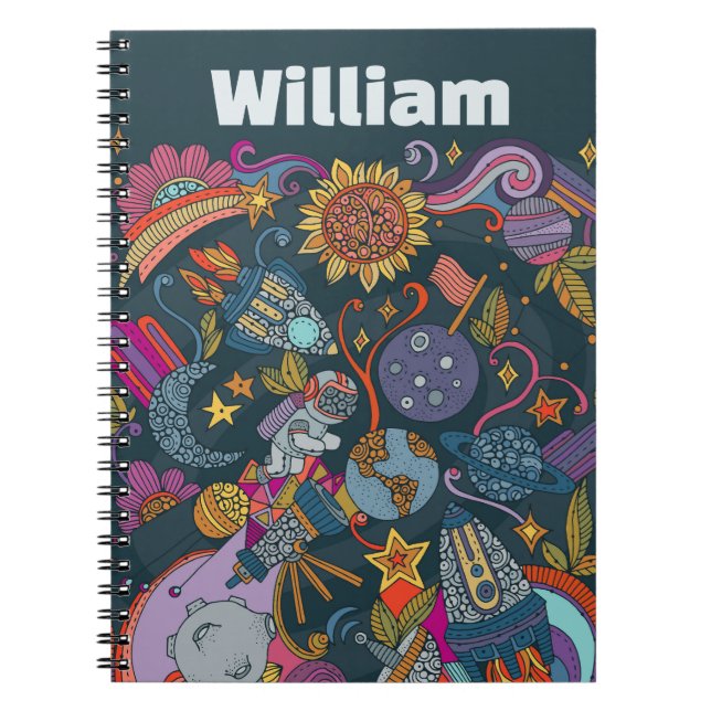 Personalized Space Name Poster for Kids  Notebook (Front)