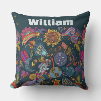 Personalized Space Name Poster for Kids  Throw Pillow