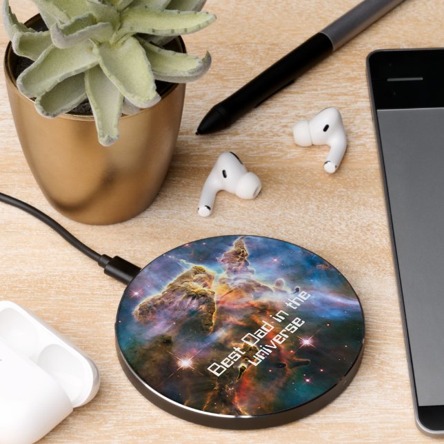 Personalized Space Nebula Best in Universe Wireless Charger (Desk 2)