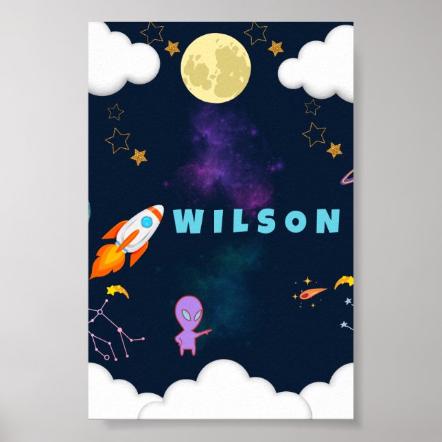 Personalized Space Nursery Wall Art (Front)