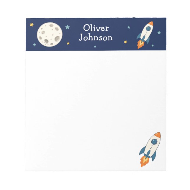 Personalized Space Rocket Name School Notepad (Front)
