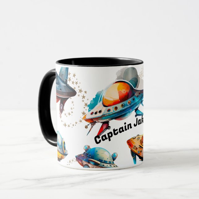 Personalized Space Ship Mug (Front Left)