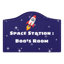 Personalized Space Station Rocket Kids Door Sign