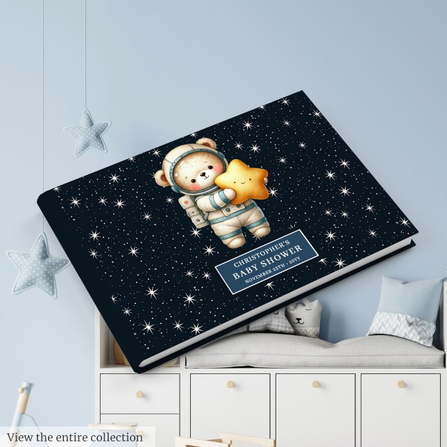 Personalized Space Teddy Bear Guest Book Baby Boy (Personalized Space Teddy Bear Guest Book Baby Boy)