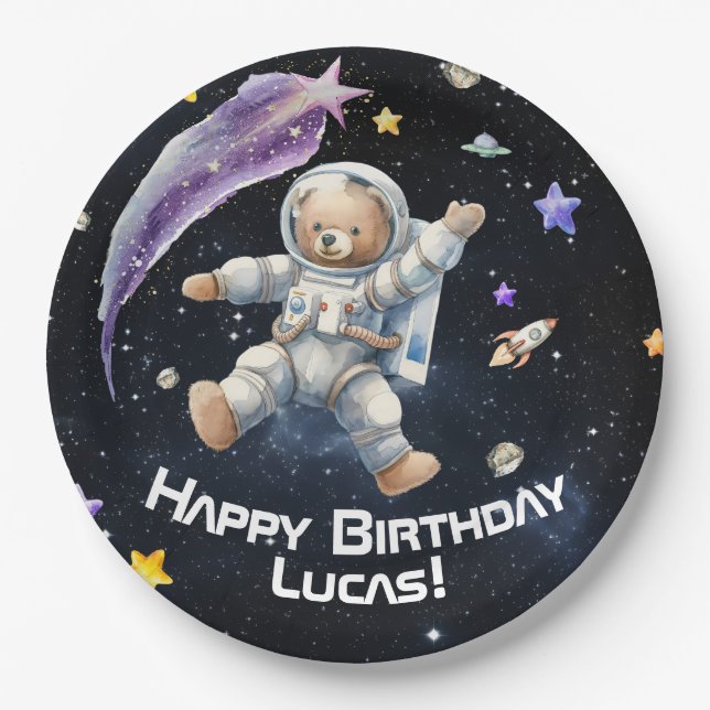 Personalized Space-Themed Paper Plates (Front)