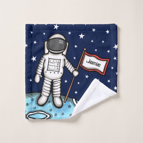 Personalized Spaceman Astronaut Cosmonaut Wash Cloth