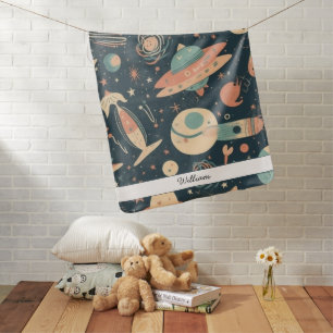 Personalized  Spaceships, Planets, and Stars Baby Blanket