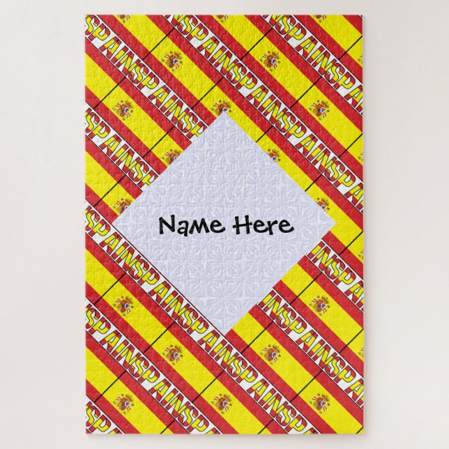 Personalized Spain Flag Tiled Jigsaw Puzzle (Vertical)