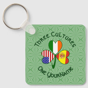  Personalized Spain Ireland USA Shamrock  Keychain