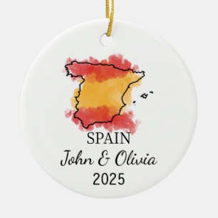 Personalized Spain Ornament, Spain Flag Gift Ceramic Ornament