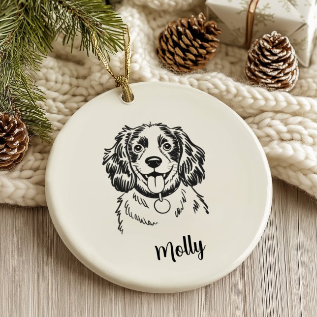 Personalized Spaniel Dog Christmas Ceramic Ornament (Creator Uploaded)
