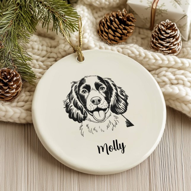 Personalized Spaniel Dog Christmas Ceramic Ornament (Creator Uploaded)