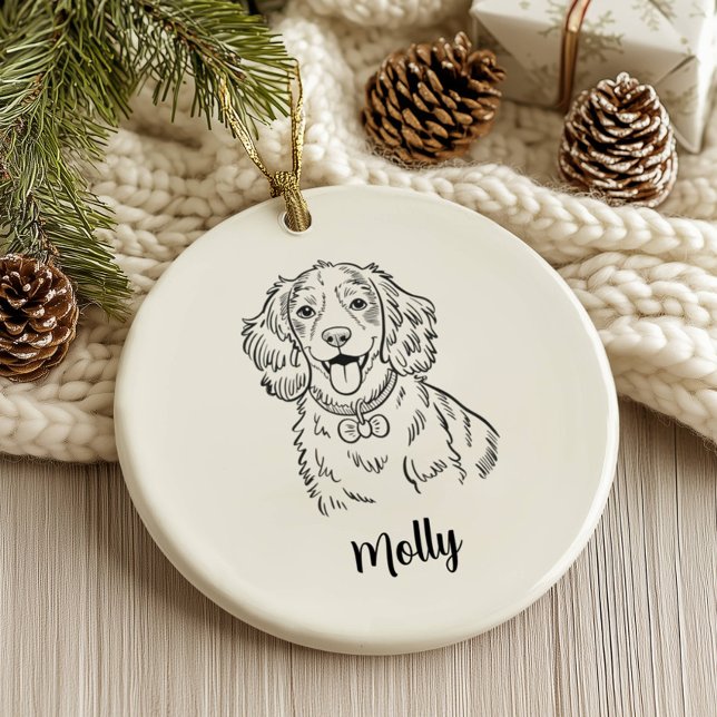 Personalized Spaniel Dog Christmas Ceramic Ornament (Creator Uploaded)